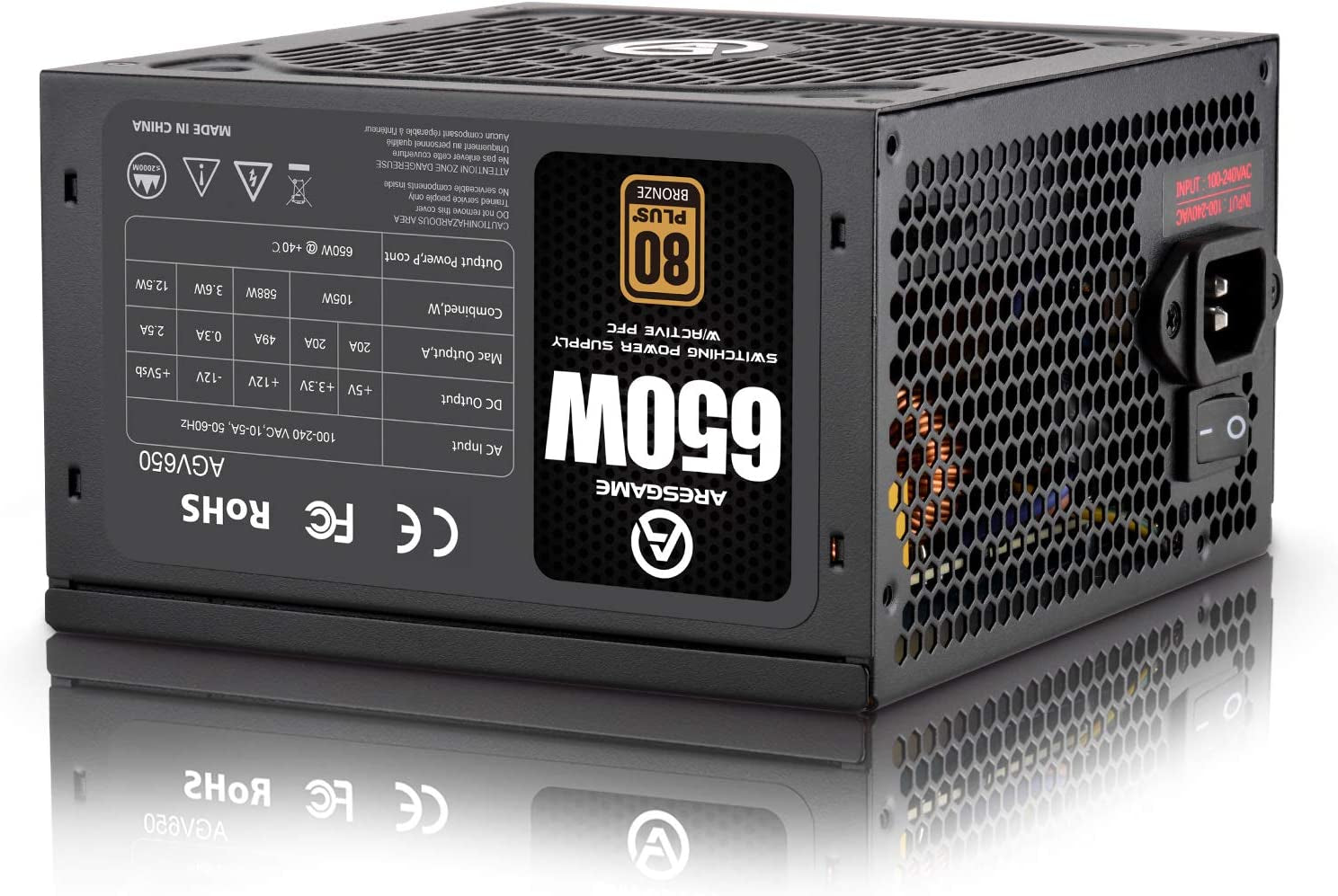 Power Supply 650W 80+ Bronze Certified PSU (AGV650)